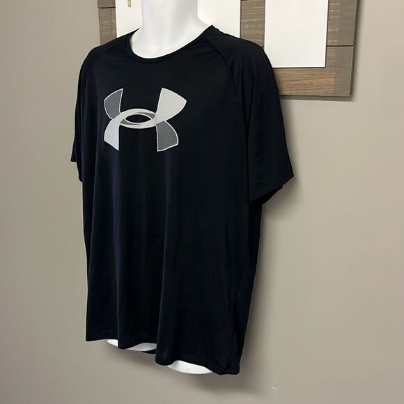 Under Armour Men’s Black w/ Front Logo Short Sleeve Loose HeatGear T-shirt- XL - Picture 2 of 12